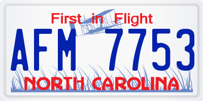 NC license plate AFM7753