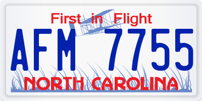 NC license plate AFM7755