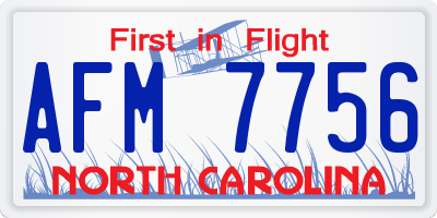 NC license plate AFM7756