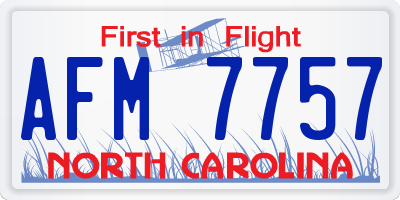 NC license plate AFM7757