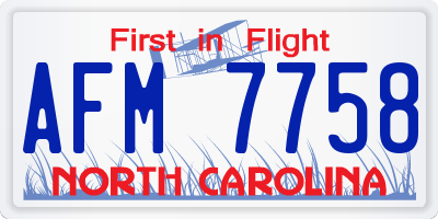 NC license plate AFM7758