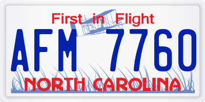 NC license plate AFM7760