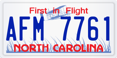 NC license plate AFM7761