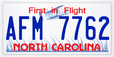 NC license plate AFM7762