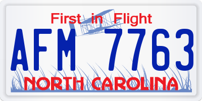 NC license plate AFM7763