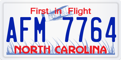 NC license plate AFM7764