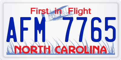 NC license plate AFM7765