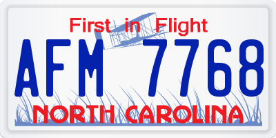NC license plate AFM7768