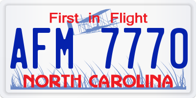 NC license plate AFM7770
