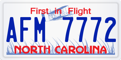 NC license plate AFM7772