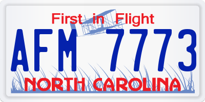 NC license plate AFM7773