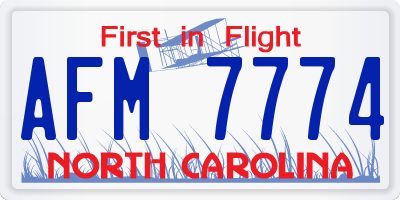 NC license plate AFM7774