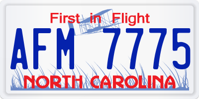NC license plate AFM7775