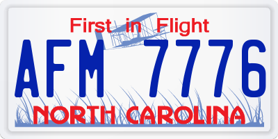 NC license plate AFM7776