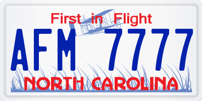 NC license plate AFM7777