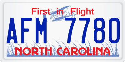 NC license plate AFM7780