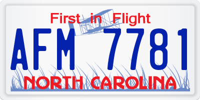 NC license plate AFM7781