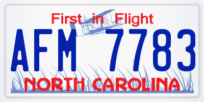 NC license plate AFM7783