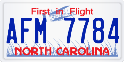 NC license plate AFM7784