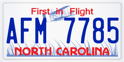 NC license plate AFM7785