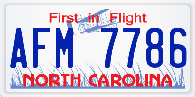NC license plate AFM7786