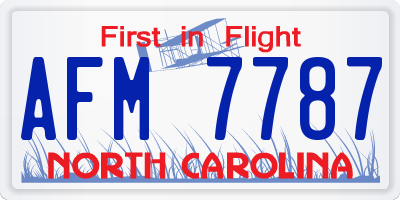 NC license plate AFM7787