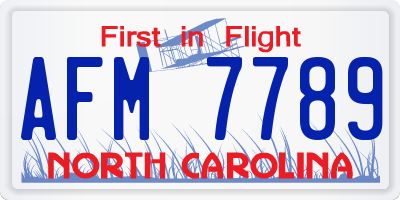 NC license plate AFM7789