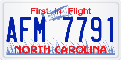 NC license plate AFM7791