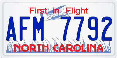 NC license plate AFM7792