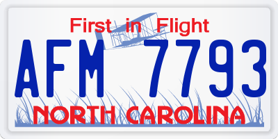 NC license plate AFM7793