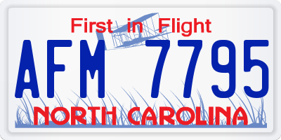 NC license plate AFM7795
