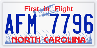NC license plate AFM7796