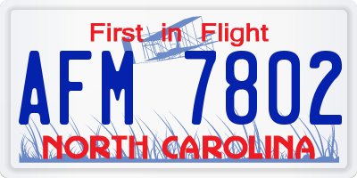 NC license plate AFM7802