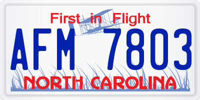 NC license plate AFM7803