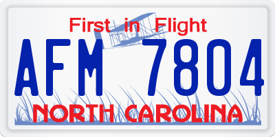 NC license plate AFM7804