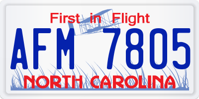 NC license plate AFM7805