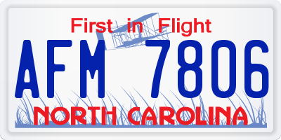 NC license plate AFM7806