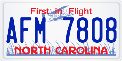 NC license plate AFM7808
