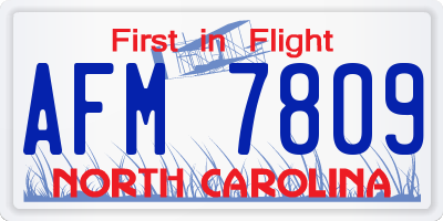 NC license plate AFM7809