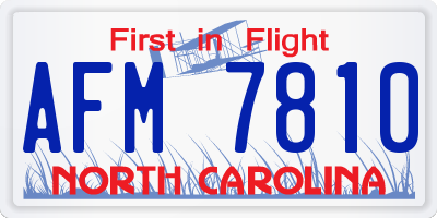 NC license plate AFM7810