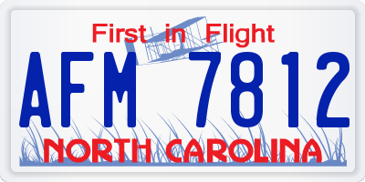NC license plate AFM7812