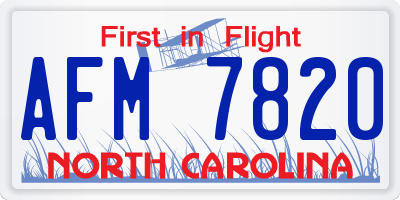 NC license plate AFM7820