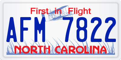 NC license plate AFM7822