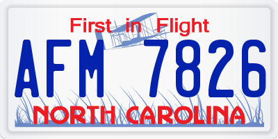 NC license plate AFM7826