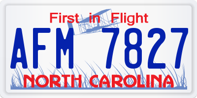NC license plate AFM7827