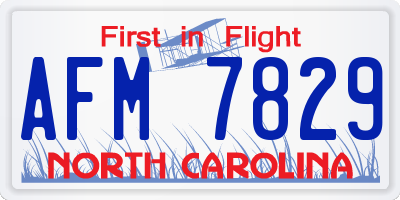 NC license plate AFM7829