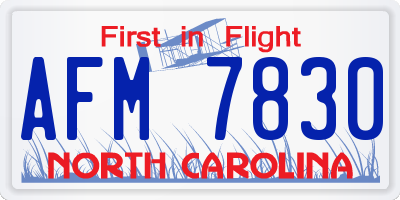 NC license plate AFM7830