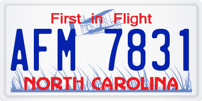 NC license plate AFM7831