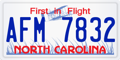 NC license plate AFM7832