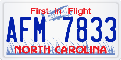 NC license plate AFM7833
